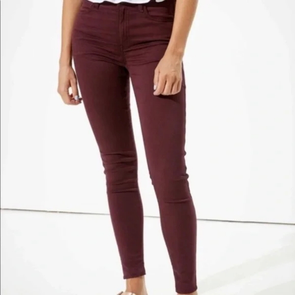 American Eagle Outfitters Maroon Women's Super Stretch Jeggings - Picture 1 of 7